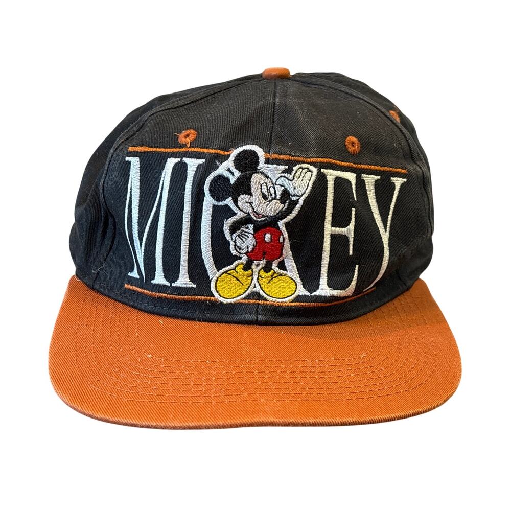 Vintage Disney Mickey Mouse Spellout Embroidered Snapback Hat Cap Unlimited